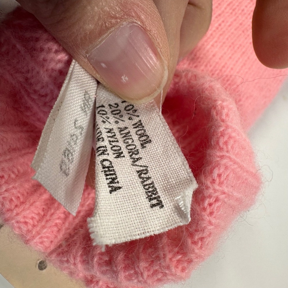 Ben Berger Pink Gloves Vintage Angora Rabbit Lambs Wool Blend Luxury One Size - Picture 7 of 9